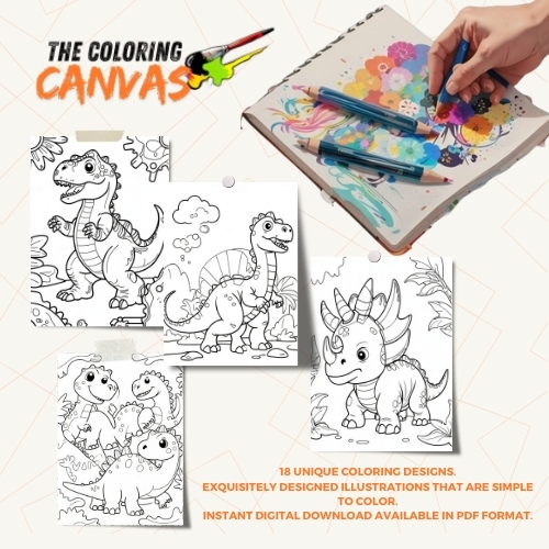 The Coloring Canvas Robot Dinosaurs Coloring Book