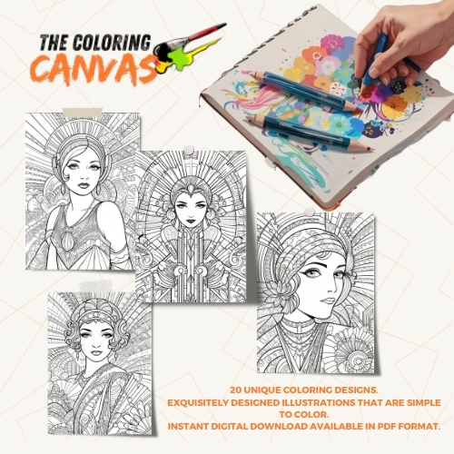 The Coloring Canvas Art Deco Glamour Coloring Book