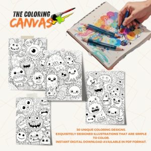 The Coloring Canvas   Coloring Book Funky Monsters