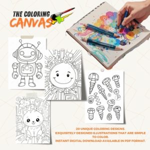 The Coloring Canvas   Kawaii Robots Coloring Book