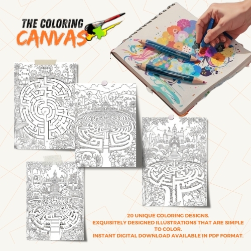 The Coloring Canvas Labyrinth Gardens Coloring Book