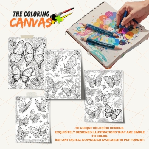 The Coloring Canvas Mechanical Butterflies Coloring Book