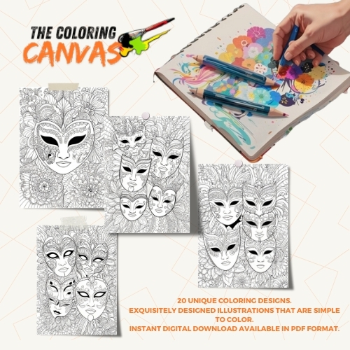 The Coloring Canvas Ornamental Masks Coloring Book