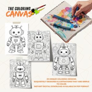 The Coloring Canvas   Robot Figures Coloring Book