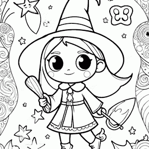 Wizards, Witches & Magic Coloring Book