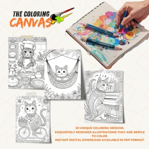 The Coloring Canvas   Cat Lovers Coloring Book